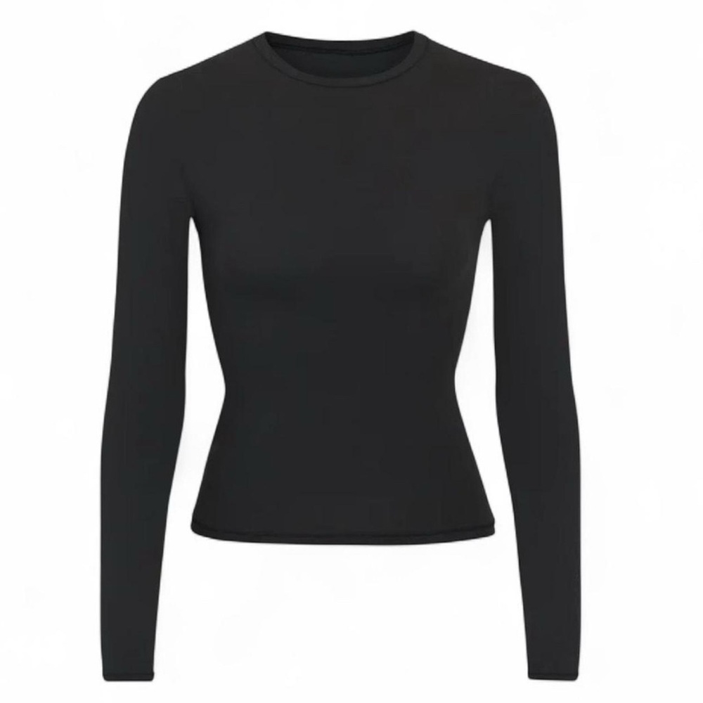 SKIMS *NWT FITS EVERYBODY LONG SLEEVE T-SHIRT | COLOR: ONYX - Picture 8 of 9